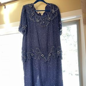 Scala 100% silk beaded evening gown